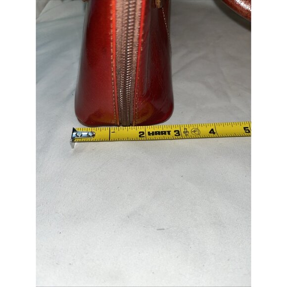 Christian Florence Made In Italy Leather HandBag Red With Brown Handle Dust Bag - Picture 15 of 15